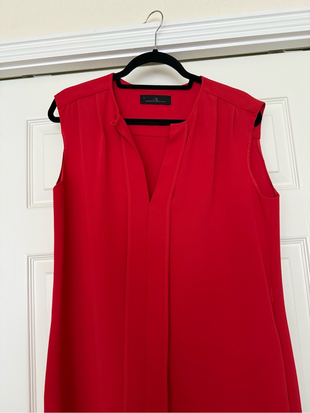 Carolina Herrera Vibrant Red Sleeveless V-Neck Dress